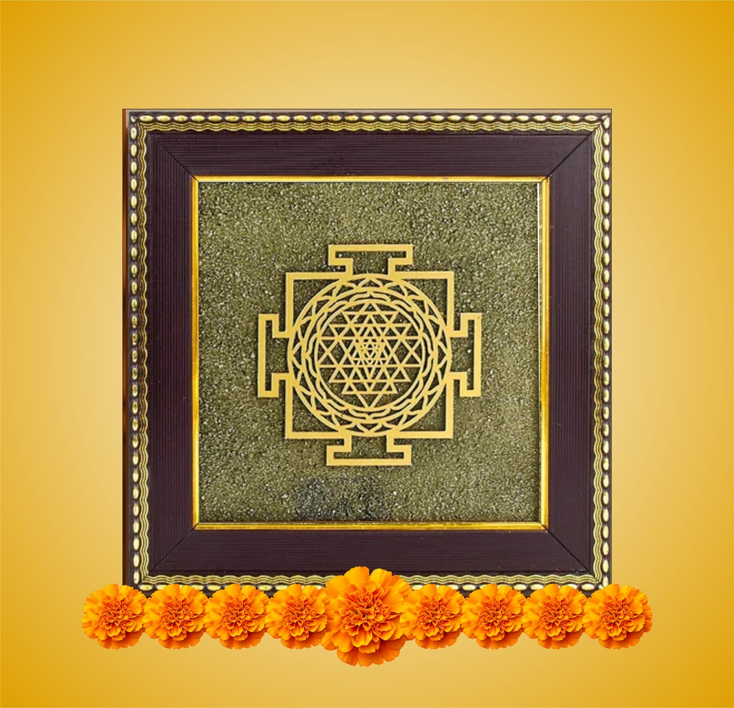 Shree Yantra on Raw Pyrite Frame