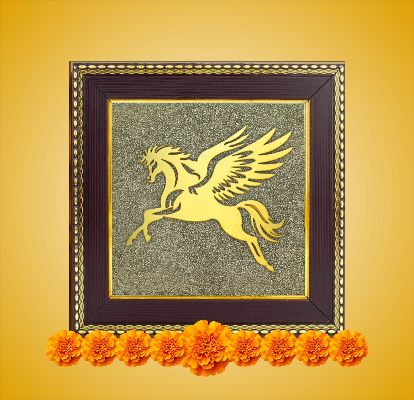Flying Horse on Raw Pyrite Frame