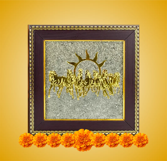 7 Horses on Raw Pyrite Frame