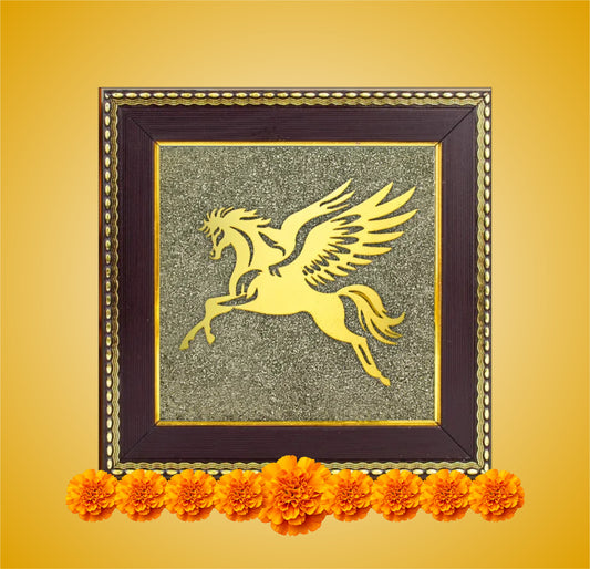 Flying Horse on Raw Pyrite Frame