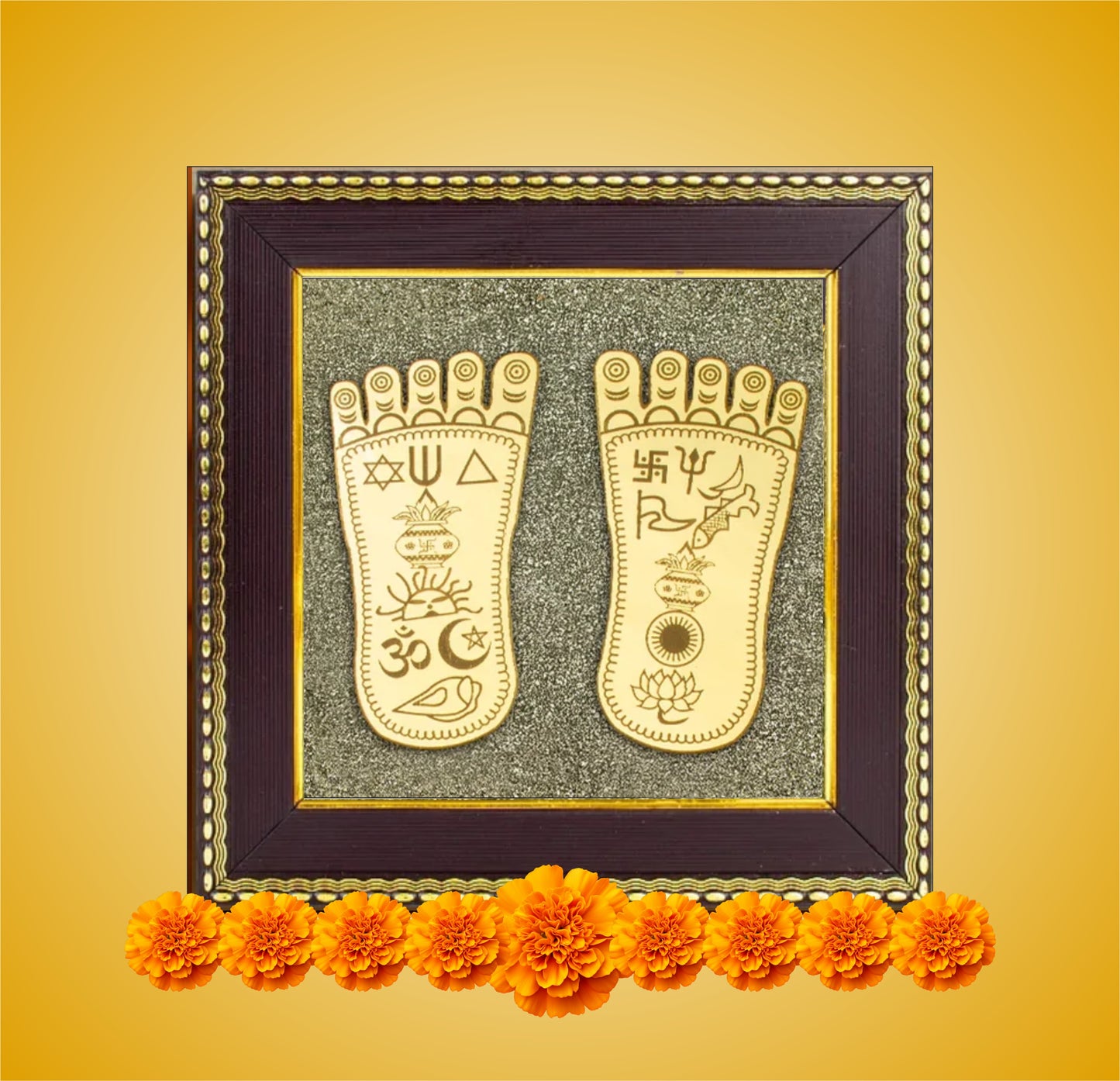 Maa Lakshmi Charan Paduka on Pyrite Frame