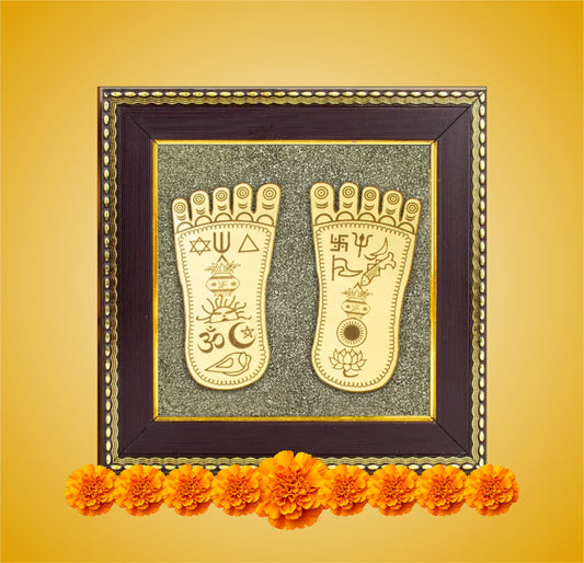 Maa Lakshmi Charan Paduka on Pyrite Frame