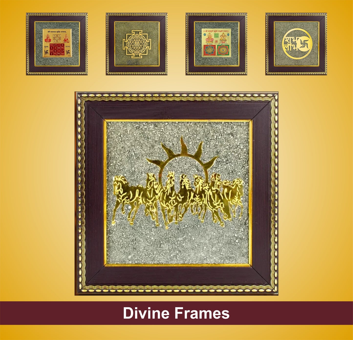 7 Horses on Raw Pyrite Frame