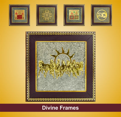 7 Horses on Raw Pyrite Frame