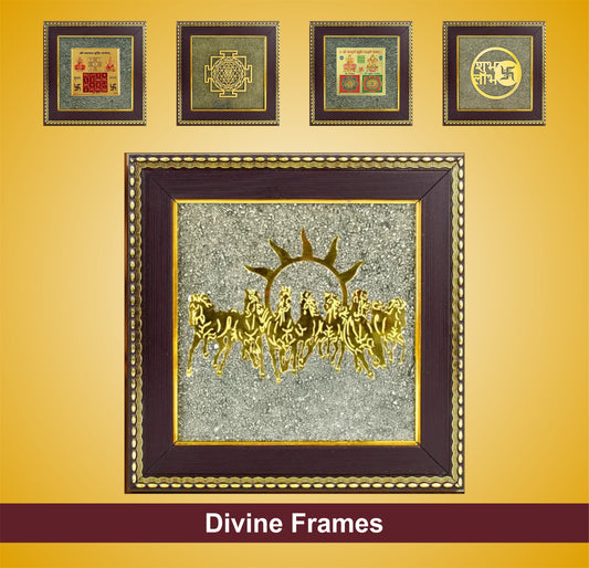 7 Horses on Raw Pyrite Frame